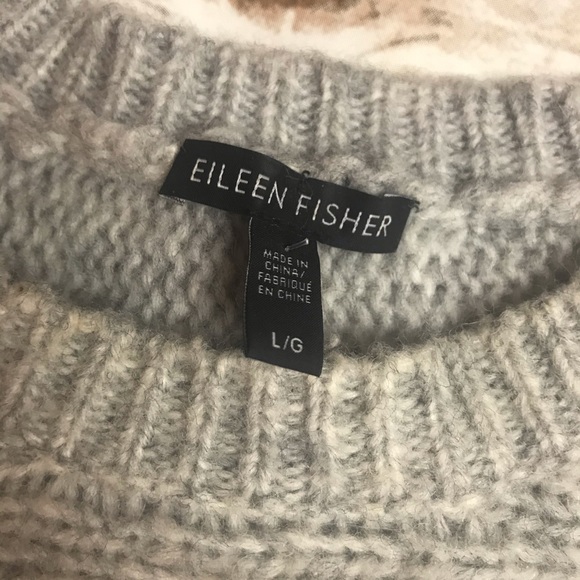 Eileen Fisher Grey Asymmetrical Hem Wool Sweater - Picture 3 of 3